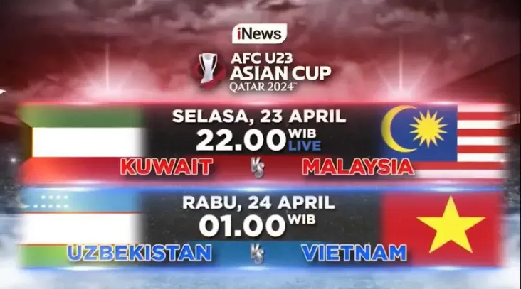 Jadwal Piala Asia U-23 2024 Live ke iNews: Kuwait vs Malaysia, Vietnam vs Uzbekistan